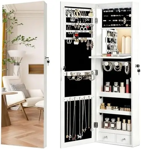 Full Length Mirror Jewelry Armoire - with Full Length Mirror, 6 Auto