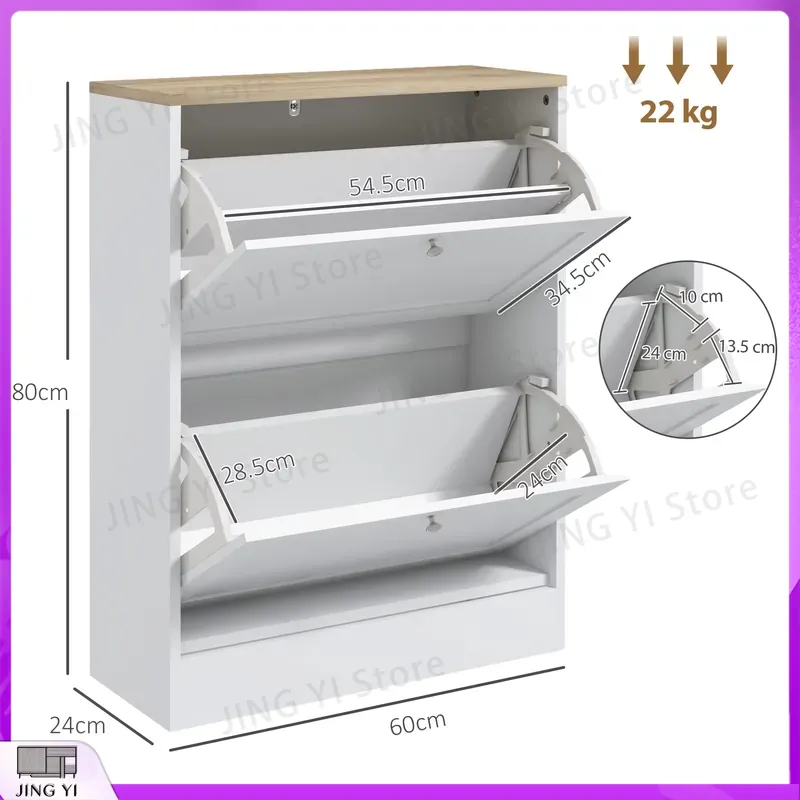Narrow Shoe Cabinet with 2 Fli - Shoe Rack Cabinet Narrow Entryway 评论和价格