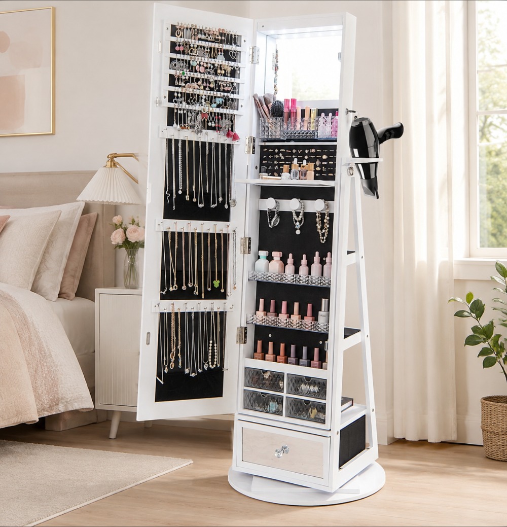 360° Swivel Jewelry Cabinet Ar - Full Length Mirror Jewelry Armoire 评论和价格