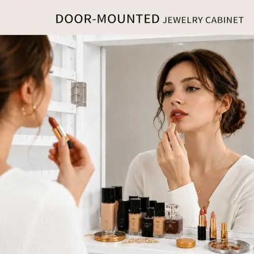 with Full Length Mirror, 6 Aut - Full Length Mirror Jewelry Armoire 评论和价格