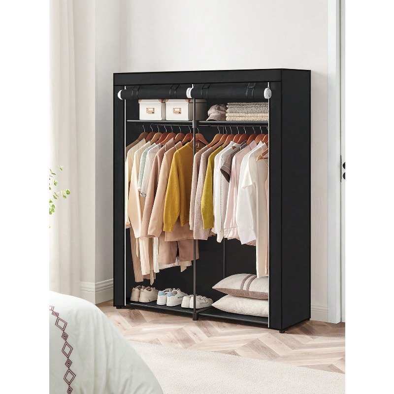 Black Closet Wardrobe, Portabl - Wardrobe Closet Portable Fabric Cover 评论和价格