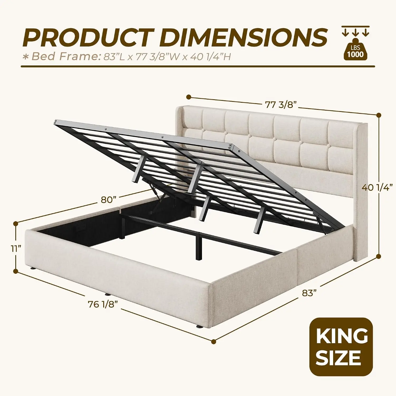 King Size Lift Up Storage Bed  - Gas Lift Storage Bed Hydraulic 评论和价格