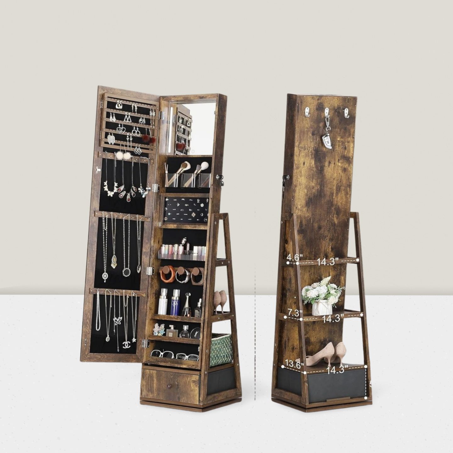 Full-length mirror cloakroom F - Full Length Mirror Jewelry Armoire 评论和价格