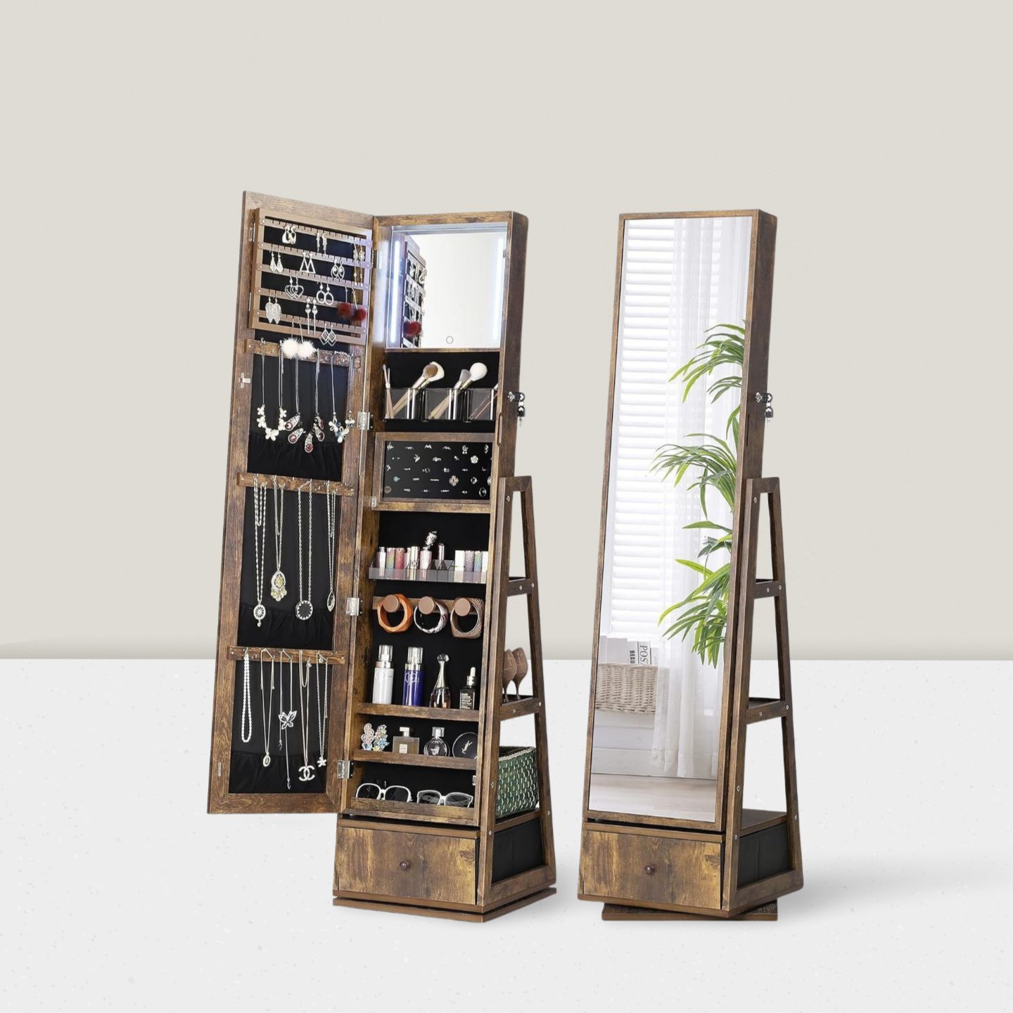 Full-length mirror cloakroom F - Full Length Mirror Jewelry Armoire 评论和价格