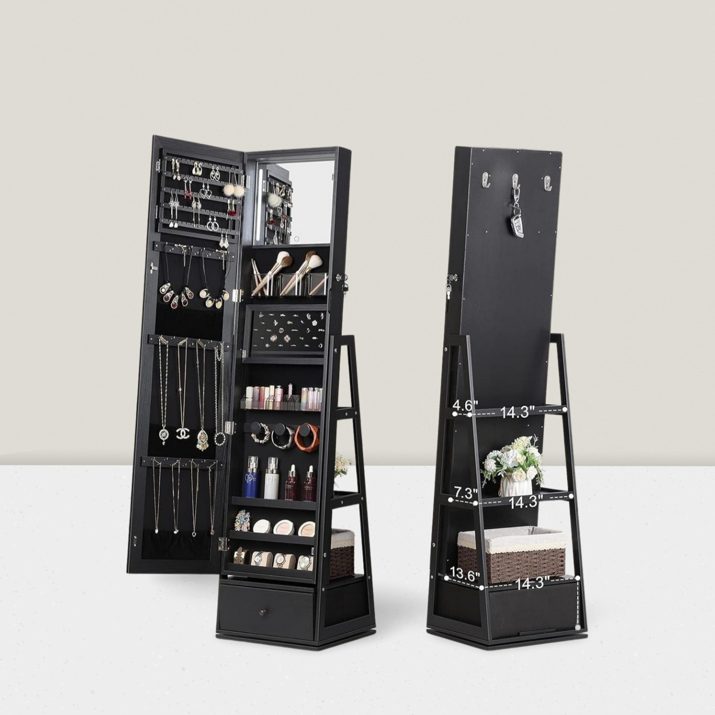 Full-length mirror cloakroom F - Full Length Mirror Jewelry Armoire 评论和价格