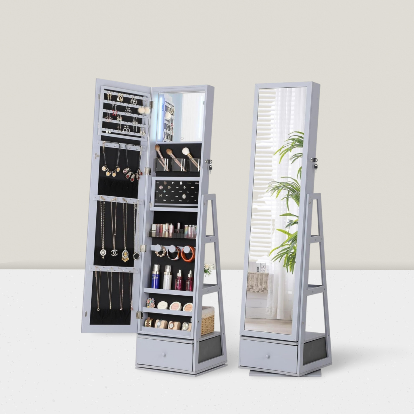 Full-length mirror cloakroom F - Full Length Mirror Jewelry Armoire 评论和价格