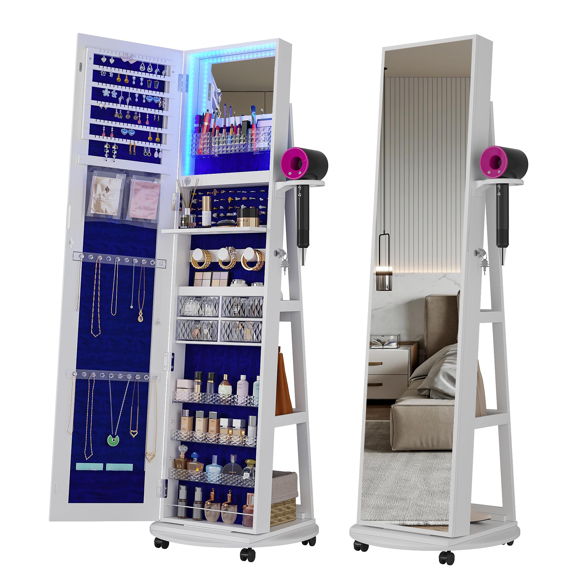 360° Swivel Jewelry Armoire wi - Full Length Mirror Jewelry Armoire 评论和价格