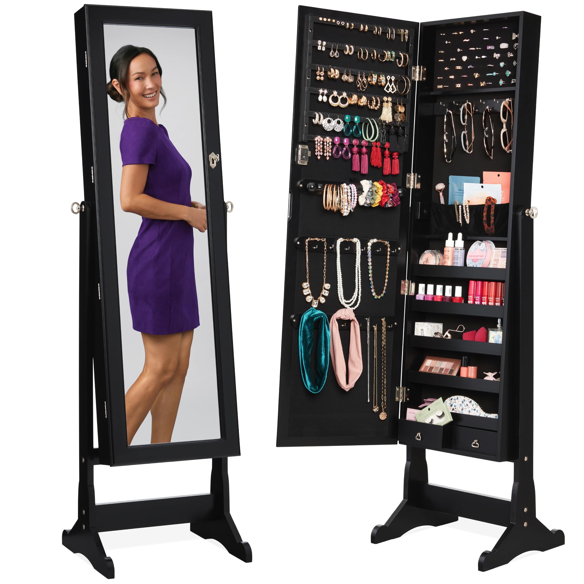 Freestanding Jewelry Armoire C - Full Length Mirror Jewelry Armoire 评论和价格