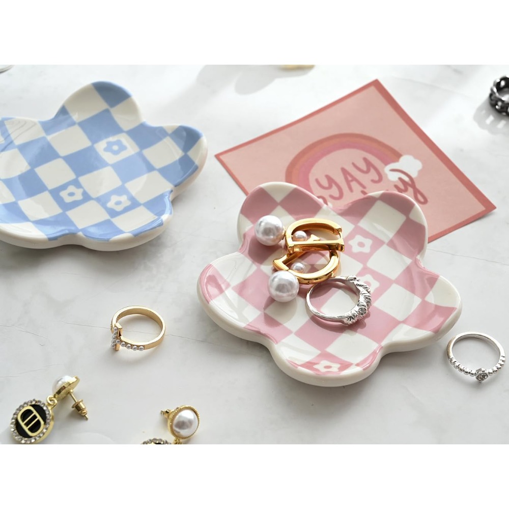 Ceramic Checkered Jewelry Tray - Bedroom Furniture 评论和价格