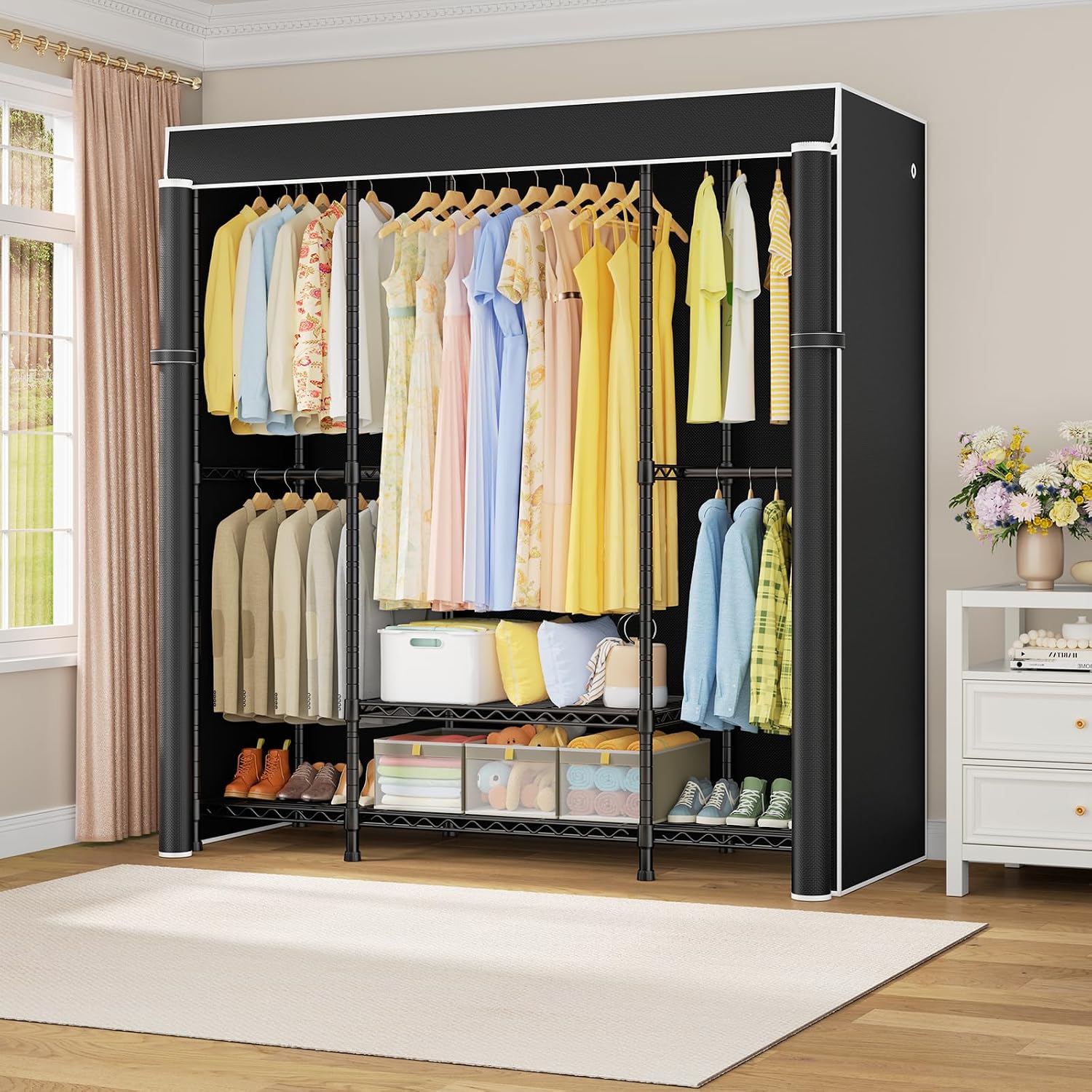 E3C Heavy Duty Portable Closet - Wardrobe Closet Portable Fabric Cover 评论和价格