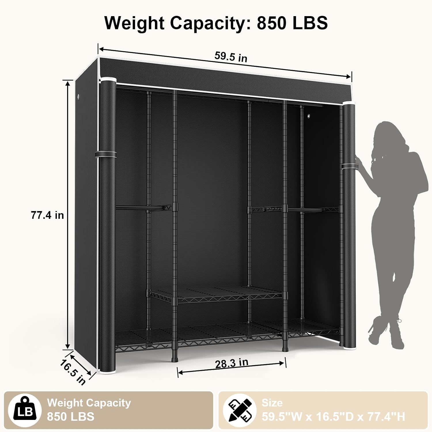 E3C Heavy Duty Portable Closet - Wardrobe Closet Portable Fabric Cover 评论和价格