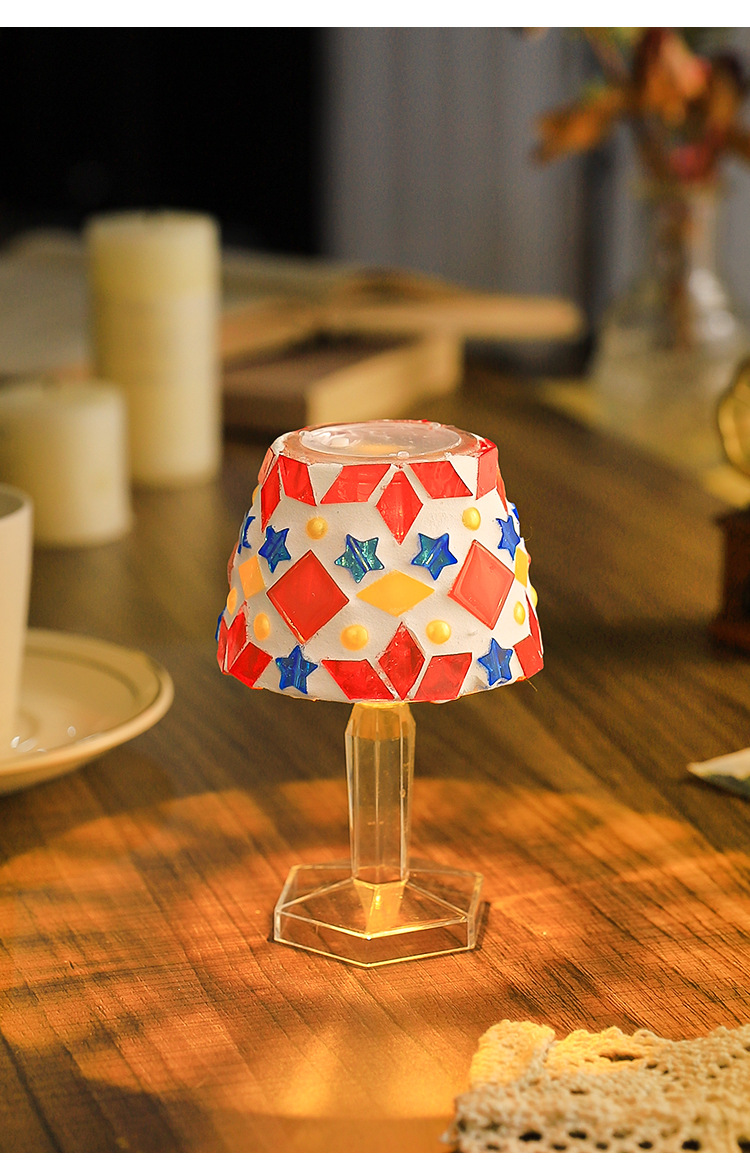 Mosaic DIY Table Lamp Material - Floating Nightstand With Led Light 评论和价格