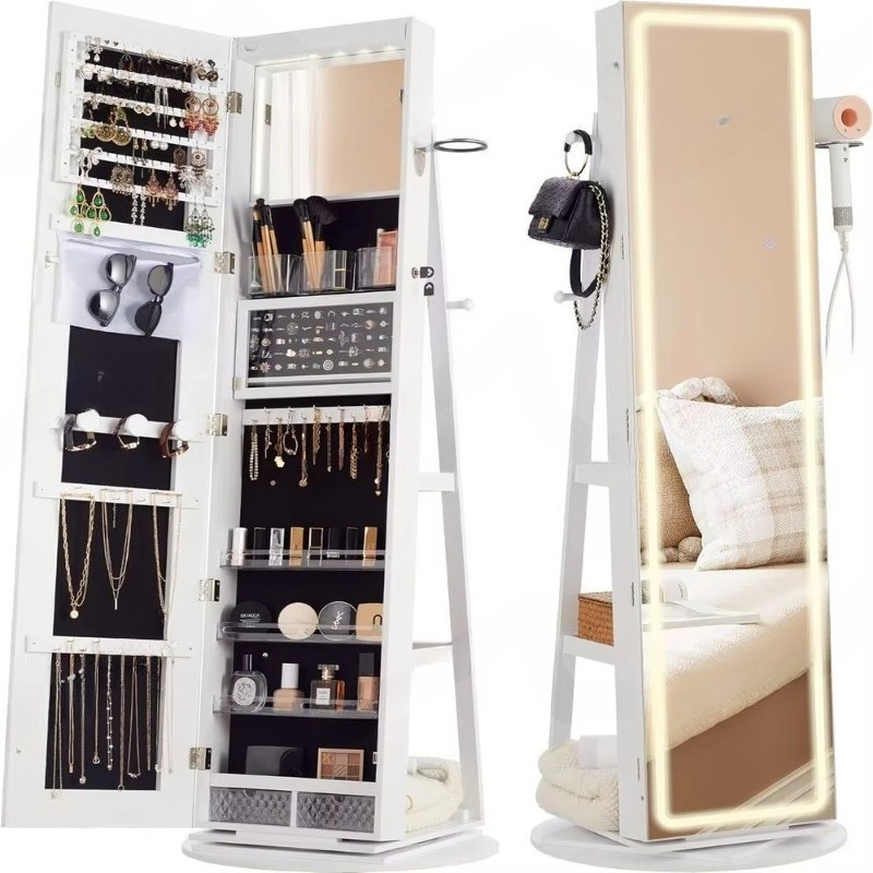 Standing Mirror Jewelry Cabine - Full Length Mirror Jewelry Armoire 评论和价格